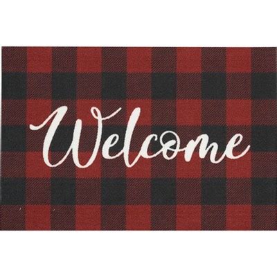 plaid welcome mat